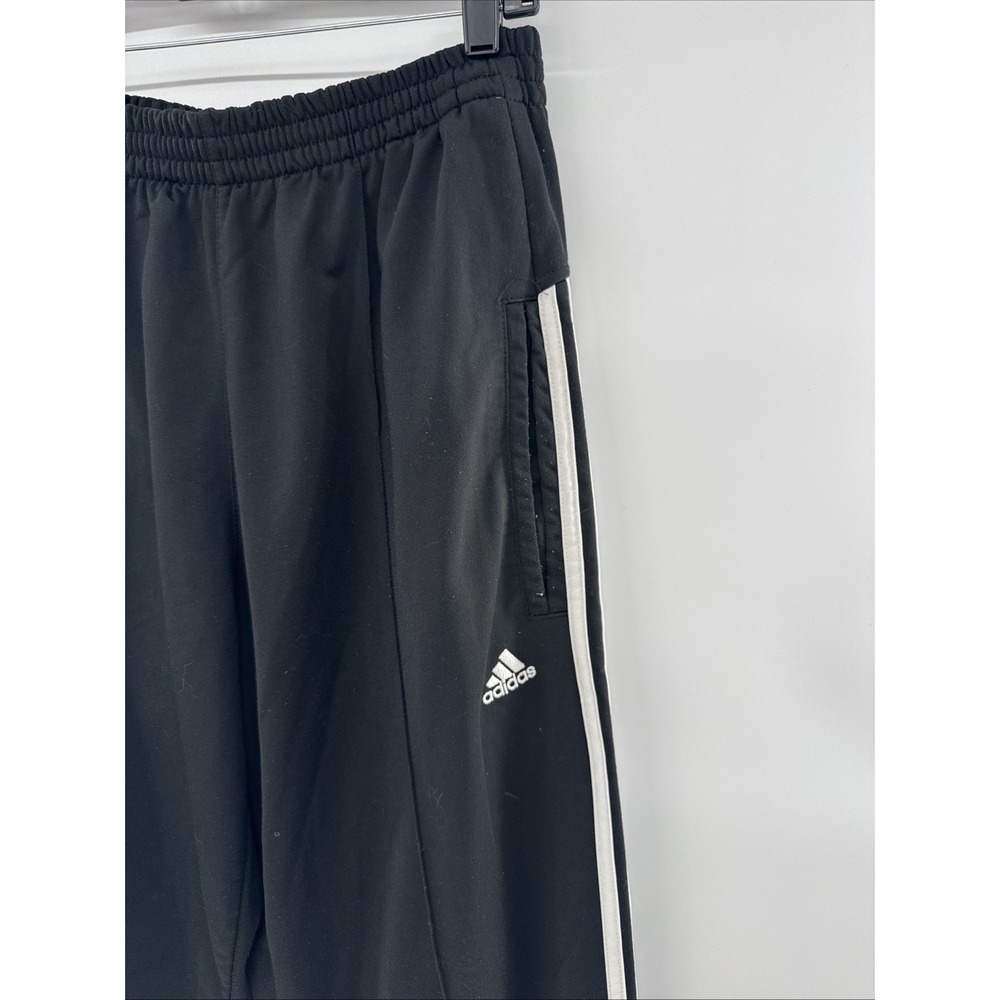 ADIDAS Jogger Track Pants Black White Stripes Elastic Waist Zip Ankle M Unisex - Picture 2 of 7